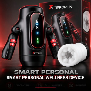9-Speed Heated Automatic Male Masturbator with LCD Display Voice Feedback Dual Handles and Removable Sleeve